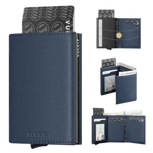 Pop up Card Wallet Minimalist Cash Wallets RFID Blocking Leather Smart Credit Card Holder with ID window for Men