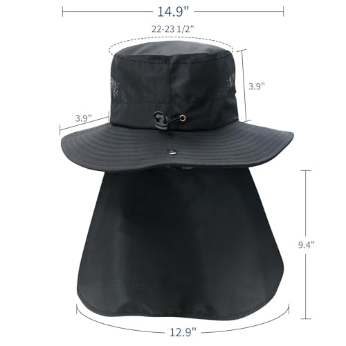 Sun Fishing Hats with Neck Flap for Men Pure Khaki