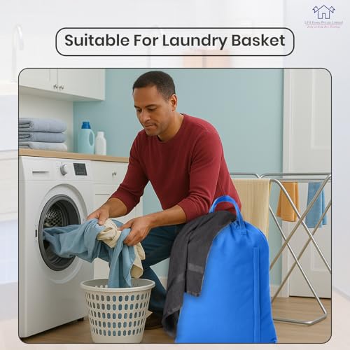 LFH Home Large Premium Cotton Rich Canvas Laundry Bag with Drawstring and Handles Heavy Duty (6 Count)