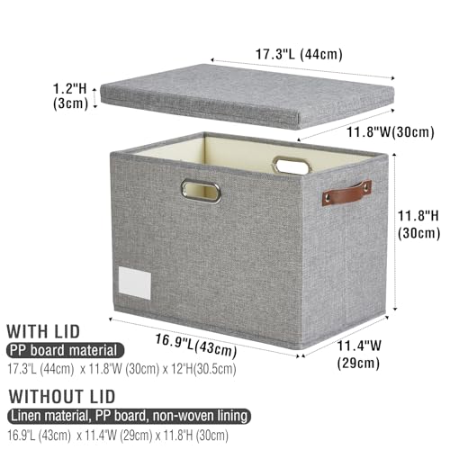 17" Large Fabric Storage Box with Lids (3 Count)