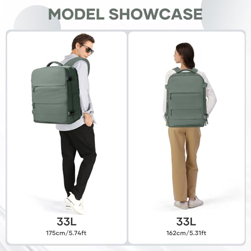 Large Travel Backpack Carry On for Women Man Waterproof Gym Backpacks Mochila de Viaje Teacher Travel Bag Essentials Personal Item Backpack Rucksack Airplane Accessories Must Haves Olive Green