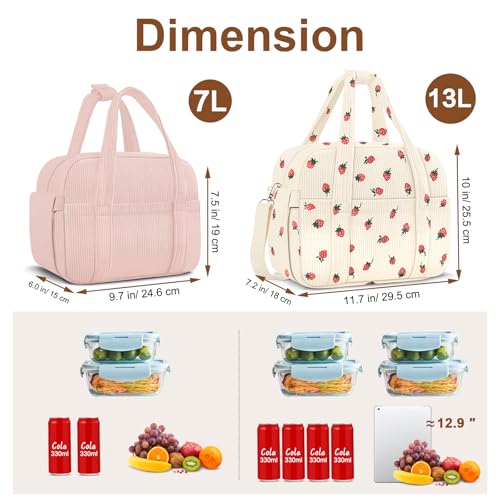 Corduroy Lunch Box Lunch Bag for Women Men