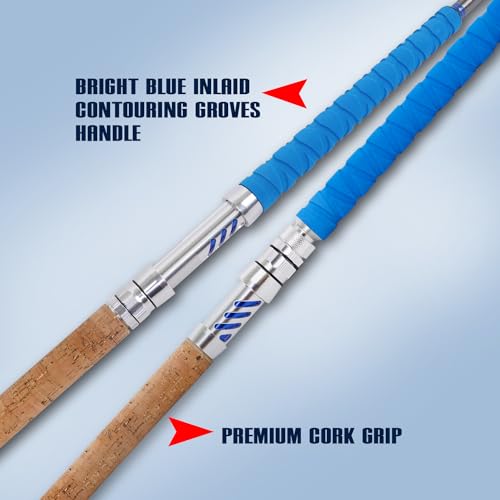 Saltwater Fishing Rod Heavy Duty Trolling Rod 2 Piece 6' Conventional Boat Standup Big Game Deep Sea Rod with Roller Guides (2 Count)