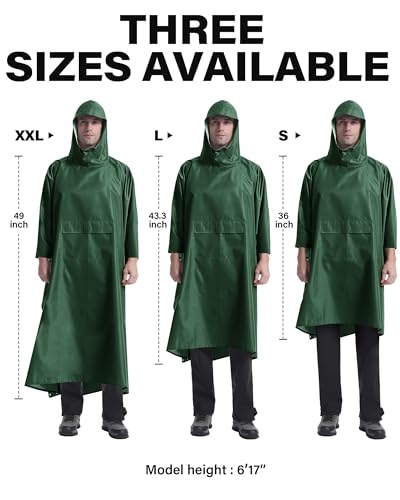 Hooded Rain Poncho Packable Waterproof Unisex Raincoat with Pocket