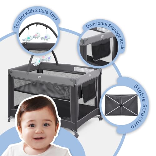 Foldable Portable Baby Playard Crib for Toddlers