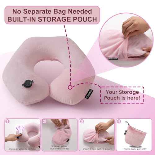 Inflatable Travel Neck Pillow for Airplane to Relieve Neck Pain