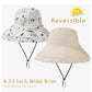 Womens Sun Hats Wide Brim Reversible Bucket Cotton Hat Packable Summer Travel Cap with Hat Clip