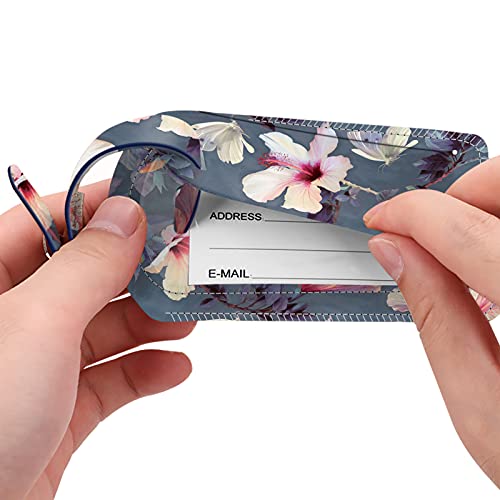 2 Pack Luggage Tags Leather Name ID Labels with Privacy Cover (2 Count)