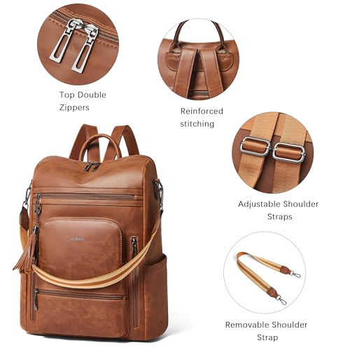 Vegan Leather Laptop Backpack for Women 15.6 inch Work Backpack Fashion Travel Backpack Purse for Business College