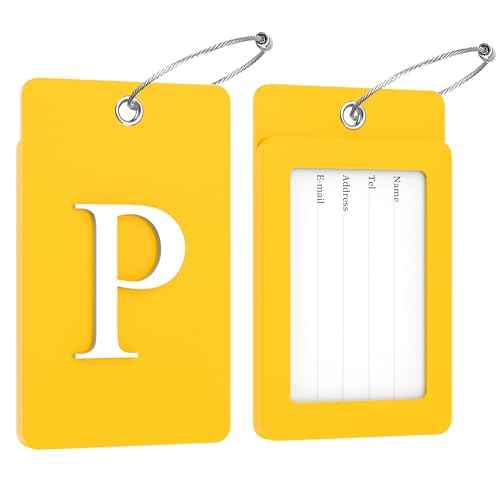 2 Pack Initial Luggage Tags for Suitcases Airplane Travel Essentials (2 Count)