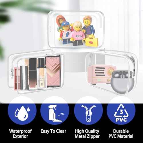 16 Pieces Small Clear Makeup Bag PVC Zippered Pouches