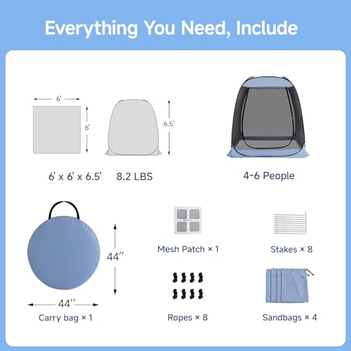 6x6 FT Pop Up Screen Tent