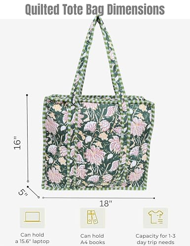 100% Cotton Quilted Tote Bag For Women
