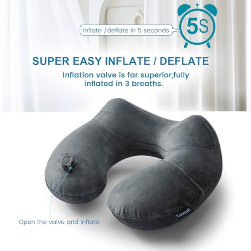 Inflatable Neck & Shoulder Travel Pillow for Airplane Naps