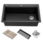 Bellucci Workstation 33" Single Bowl Granite Kitchen Sink in Metallic Black w