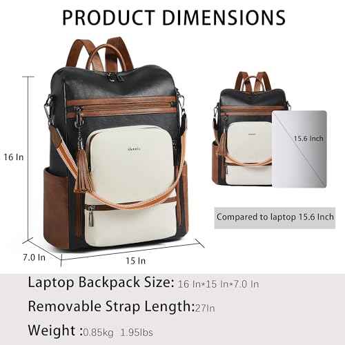 Vegan Leather Laptop Backpack for Women 15.6 inch Work Backpack Fashion Travel Backpack Purse for Business College