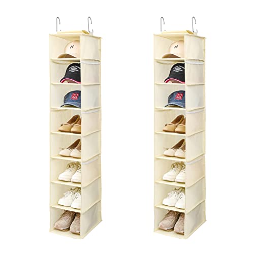Hanging Shoe Organizer for Closet with Side Mesh Pockets