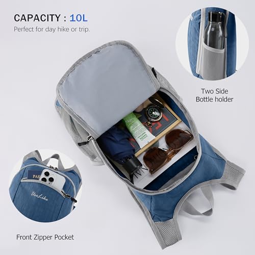 10L Small Hiking Backpack Travel Daypack Lightweight Packable Back Pack for Women Men