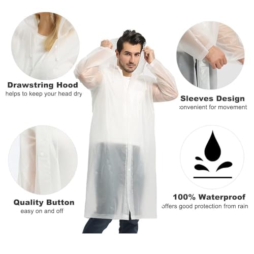2 Pack Portable EVA Raincoats for Adults (2 Count)