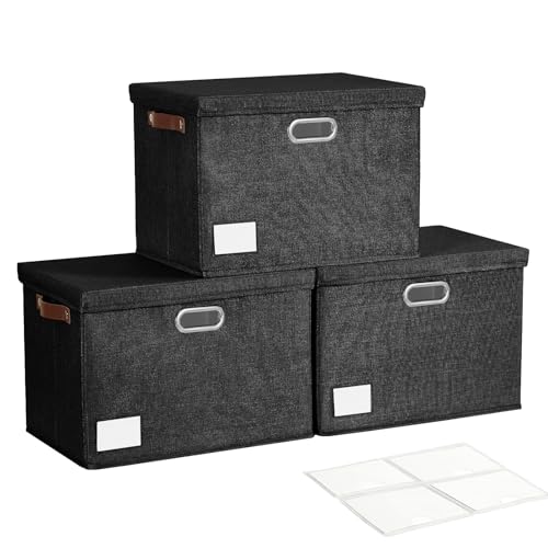 17" Large Fabric Storage Box with Lids (3 Count)