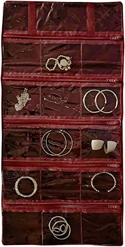 Travel Jewelry Roll Bag Portable Organizer Pouch With Grids&PVC Cover Storage Bags for Necklace