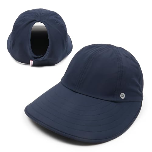 Womens Sunblocker UPF 50 Wide Brim Ponytail Sun Hat