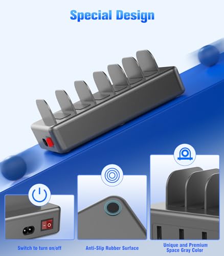 50W 6 USB Port Charging Station for Multiple Devices