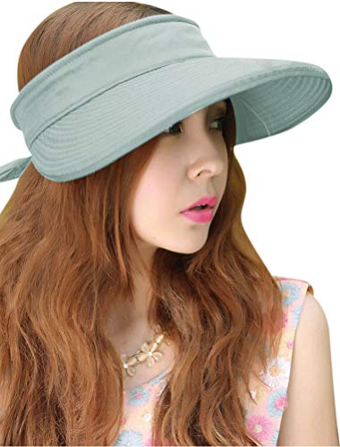 Sun Hats for Women with UV Protection Sun Hat Wide Brim Visor Summer Beach Outdoor Foldable Womens Cap Grey