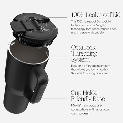 Müv 25oz 100% Leak Proof Insulated Coffee Mug with Handle & Lid