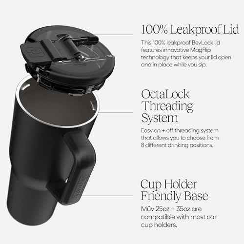 Müv 35oz 100% Leak Proof Insulated Coffee Mug with Handle & Lid