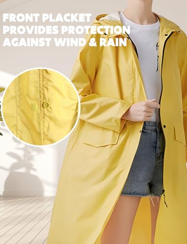 Waterproof Rain Poncho for Women Packable Hooded Raincoat with Pocket