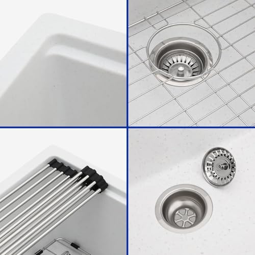 21 In. Matte White Granite Composite Kitchen Sink