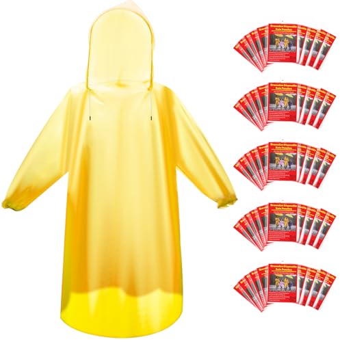 6 & 20 & 50 Pack Disposable Rain Ponchos for Adults (6 Count)