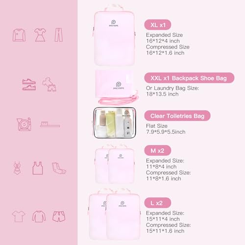 7 Set Compression Packing Cubes for Travel (7 Count)
