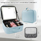 Travel Makeup Bag with LED Mirror and Light Travel Makeup Case Cosmetic Organizer Portable Cosmetic Brush Organizer Bag with Adjustable Dividers for Cosmetics Makeup Brushes Toiletry