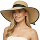 Womens Bowknot Straw Hat Foldable Beach Sun Hat Roll up UPF 54+