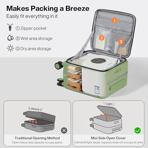17x14x9 Carry On Luggage Underseat PC Hard Shell Suitcase Top Opening Aluminum Frame Travel Suitcases with Wheels