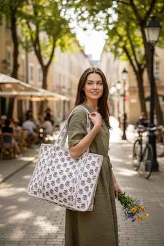 100% Cotton Quilted Tote Bag For Women