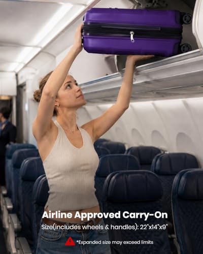 Carry On Luggage 22x14x9 Airline Approved with Spinner Wheels