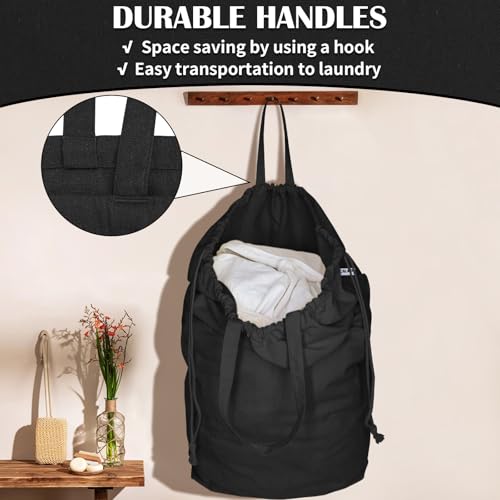 Canvas Laundry Bags with Handles & Square Base 13.8"Wx13.8"Dx27.6"H