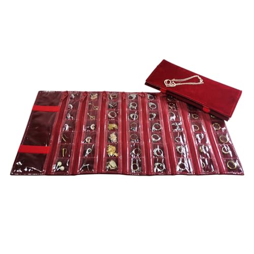 Travel Jewelry Roll Bag Portable Organizer Pouch With Grids&PVC Cover Storage Bags for Necklace