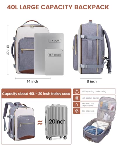 40L Travel Backpack for Women & Men