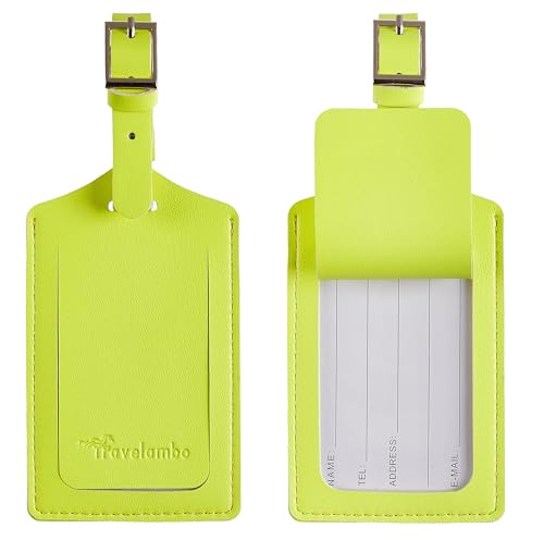 4 Pack Leather Luggage Tags for Suitcases Travel Labels (4 Count)