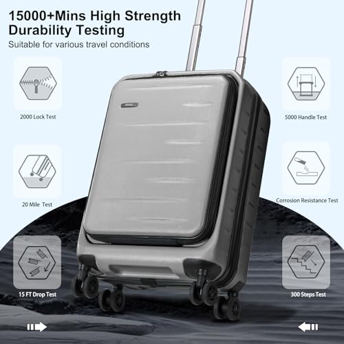 20 Inch Carry On Luggage 22×14×9 Airline Approved with Front Pocket