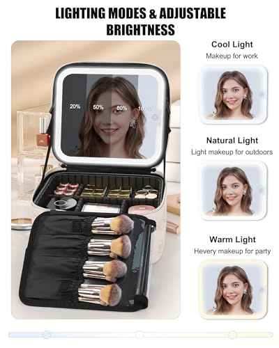 Travel Makeup Bag with LED Mirror