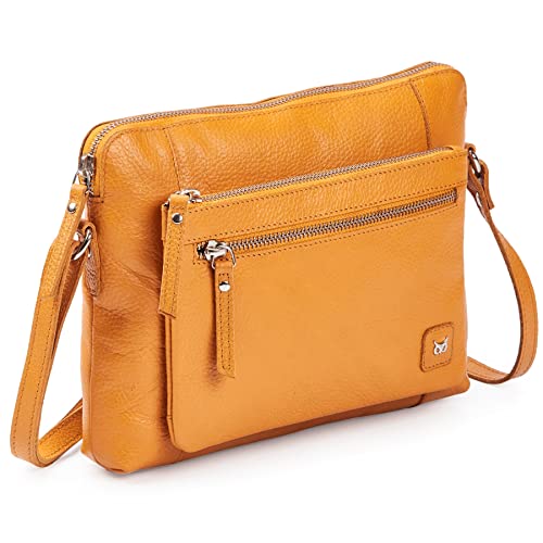 Leather Crossbody Bags for Women Small Soft Genuine Pebbled Sling Shoulder Handbag Crossover Purse with Full Adjustable Strap