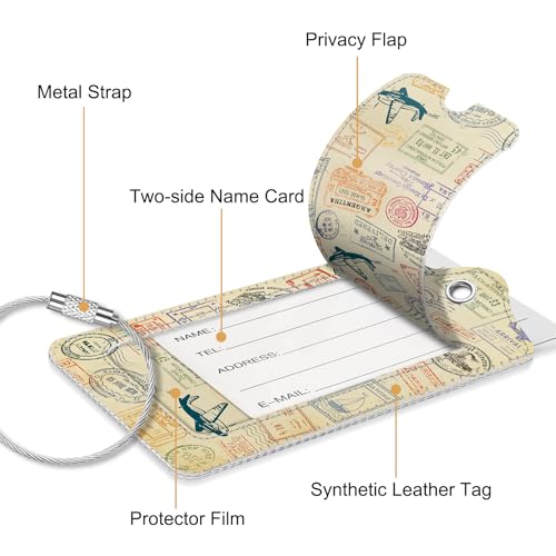 Luggage Tags Privacy Cover ID Label for Travel Bag Suitcase (2 Count)