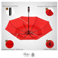 Folding Umbrella Real Wood Handle Auto Open Close Vibrant Red
