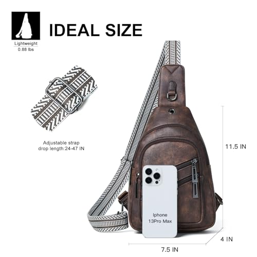 7L Crossboydy Sling Bag for Women Vegan Leather Crossbody Purse Fanny Pack Chest Bag for Travel