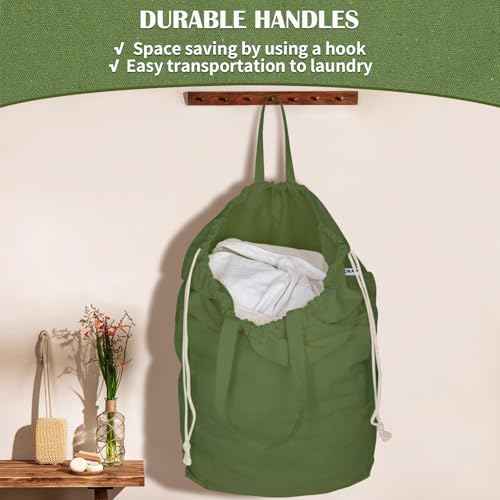 Canvas Laundry Bags with Handles & Square Base 16"Wx16"D x27.6"H